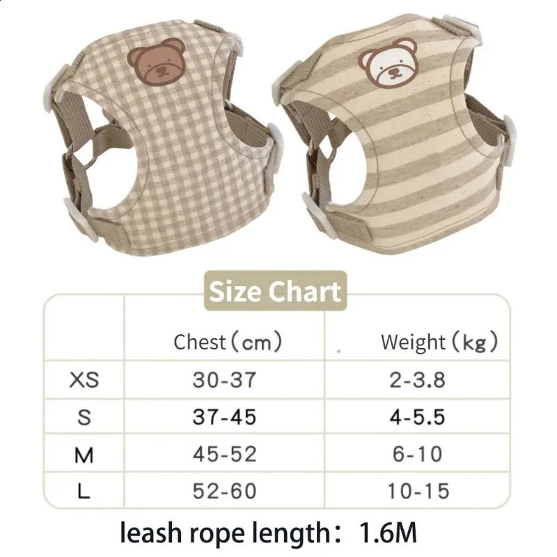 Ins Cute Bear Series Dog Breast Collar Suit Teddy Bichon Outing Cat Chest Strap Hand Holding Rope Pet Small Dog Accessories 241119