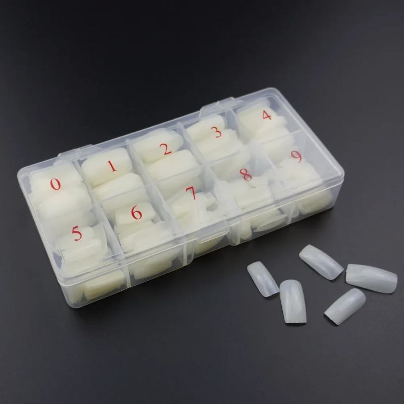500pcs/Box Acrylic Nail Tips Fake Nails With Design Transparent Nail Capsules Artificial Half Cover French Manicure False Nails