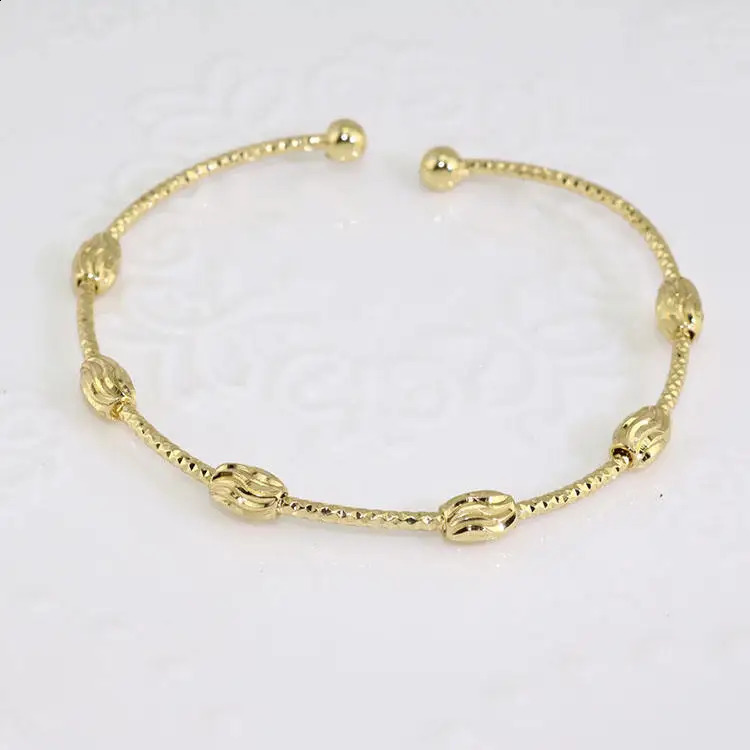 10Pcs Fashion Minimalist 18K Gold Plated Brass Bracelet Round Drum Heart shaped Bead Bracelet Cuff Bracelet 241120