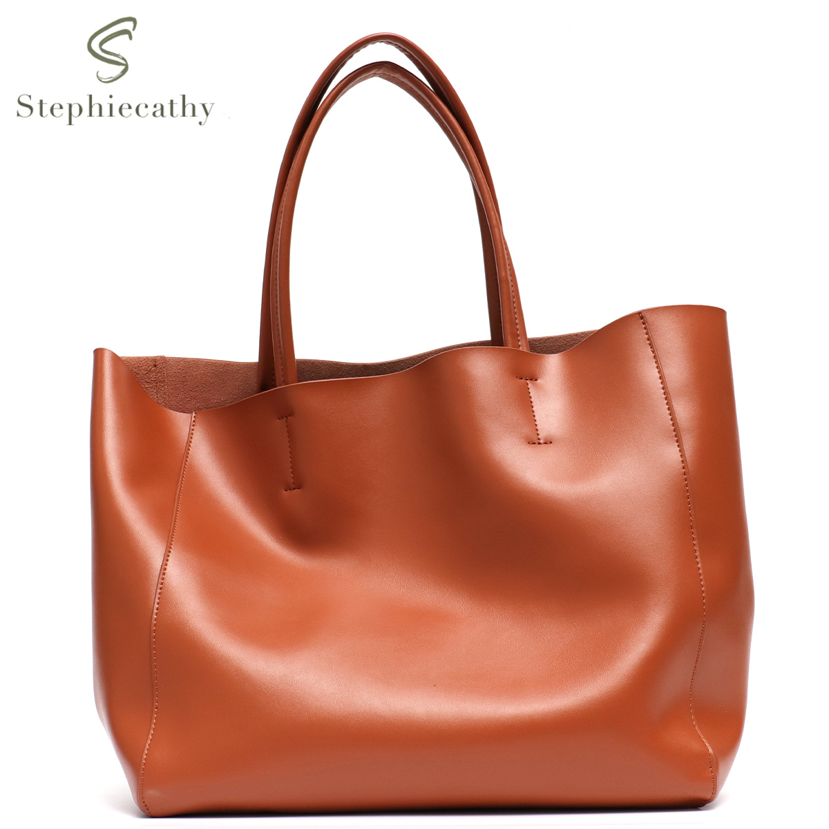 Minimalist 2024 Big Tote Bag Women Fashionable Real Leather Shoulder Handbags Casual Large Capacity Daily Use Working Shopping Travel