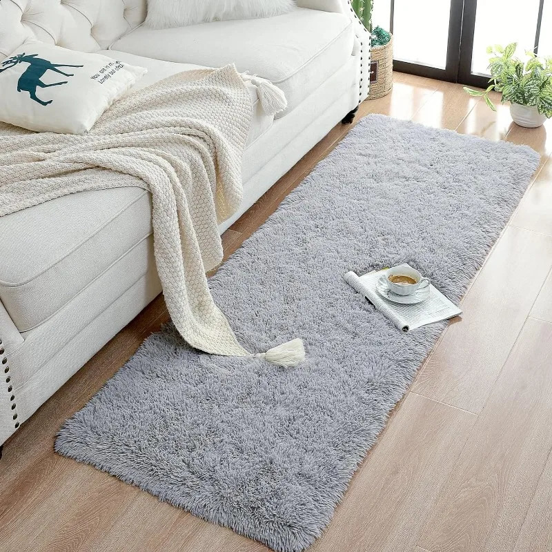 MiRcle Sweet Grey Fluffy Plush Suitable for Bedroom Living Room Christmas High Pile Floor Mat Anti slip Easy to Clean Carpet 1120bj H260226