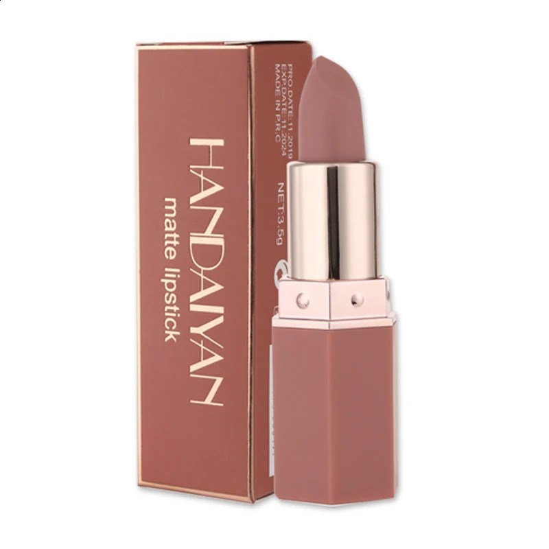 Handaiyan 6 Colors Matte Waterproof Velvet Nude Lipstick Sexy Red Brown Pigments Makeup Long Lasting Profissional 250809