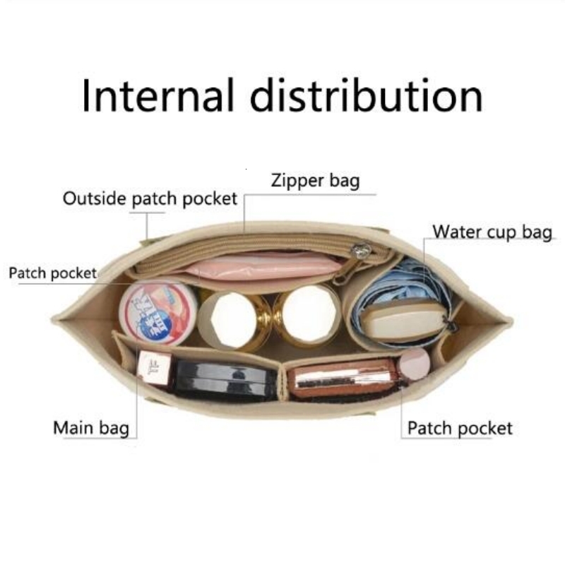 Fits 2024 For Handbag Er Felt Cloth Makeup Bag Support Travel Portable Insert Purse Organizer