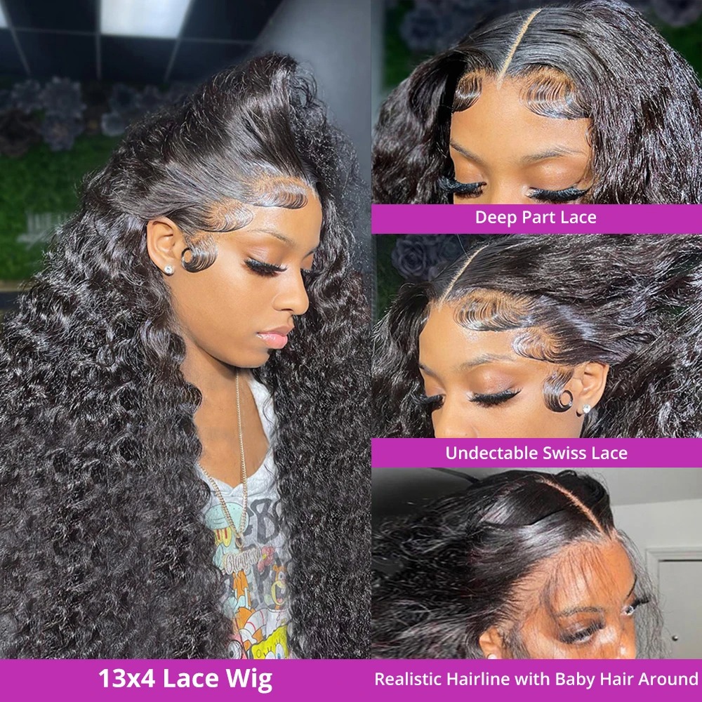 10A Water Wave Lace Front Wig 4x4 Lace Closure Wig Glueless 13x4 13x6 Hd Lace Frontal 360 Curly Human Hair Wigs for Women Preplucked