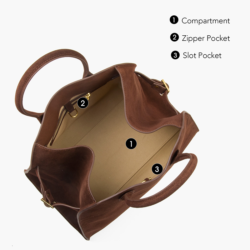 Natural Suede Handbag For Women Nubuck Cow Leather Large Capacity Casual Tote Bag Solid Commute Genuine Leather