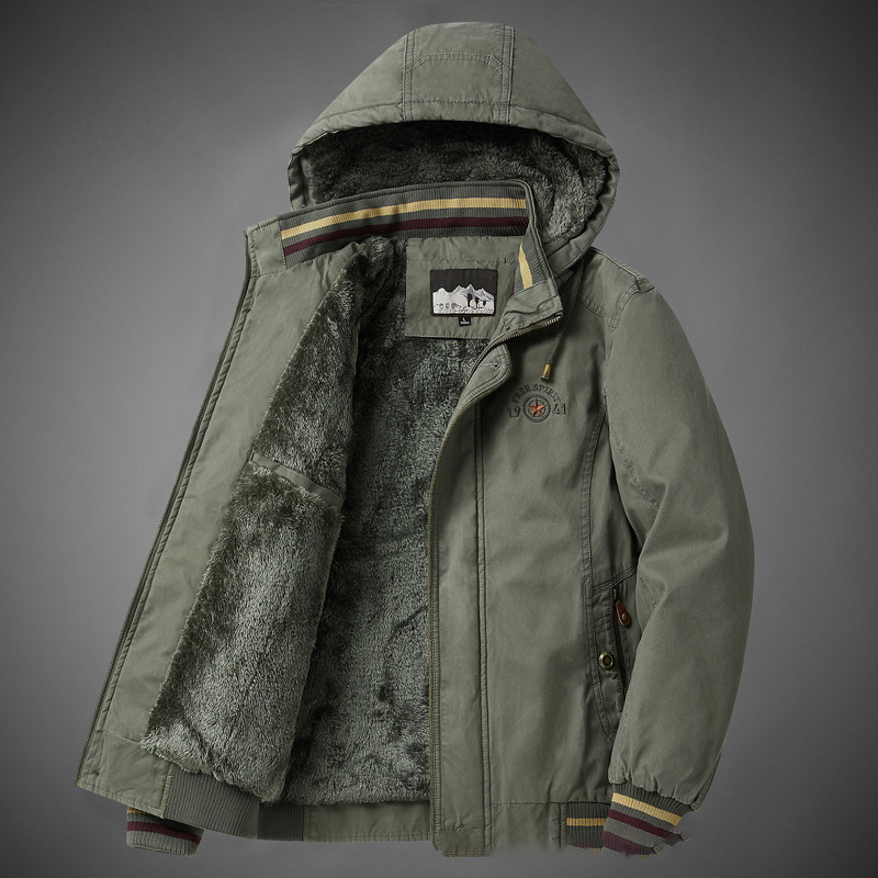 Lamb wool men's casual cotton-padded jacket winter warm coat pure cotton plus fleece thickened loose dad padded jacket padded jacket m012