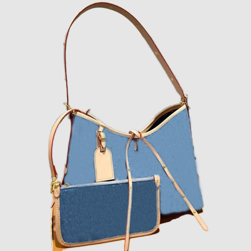 mini nano denim handbags designer bag hobo high quality soft small purse simple letter old flower print shoulder bags daily ornaments xb169 C4