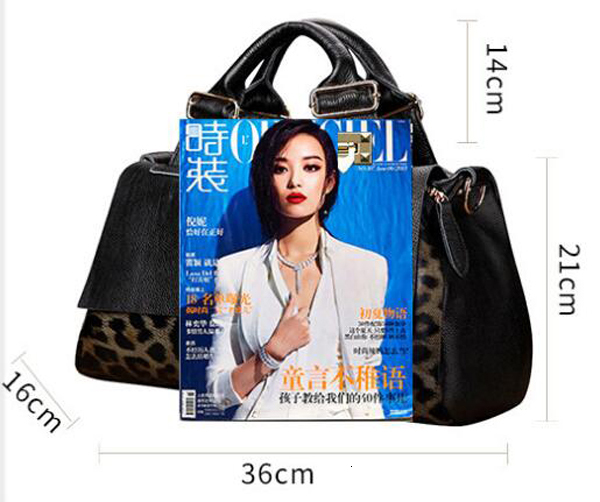 Genuine Leather Tote Handbags For Women, Leopard Shaped Cow Skin Office Bag With Long Strap, Crossbody Shoulder Bags Zipper Style BagVoyage