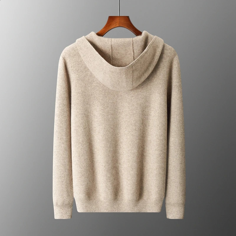 DjzDsm Mens Hoodie with Zipper and Pocket Comfortable Knitted Sweater 100% Merino Wool Sweater Autumn and Winter Wool Sweaters 241118