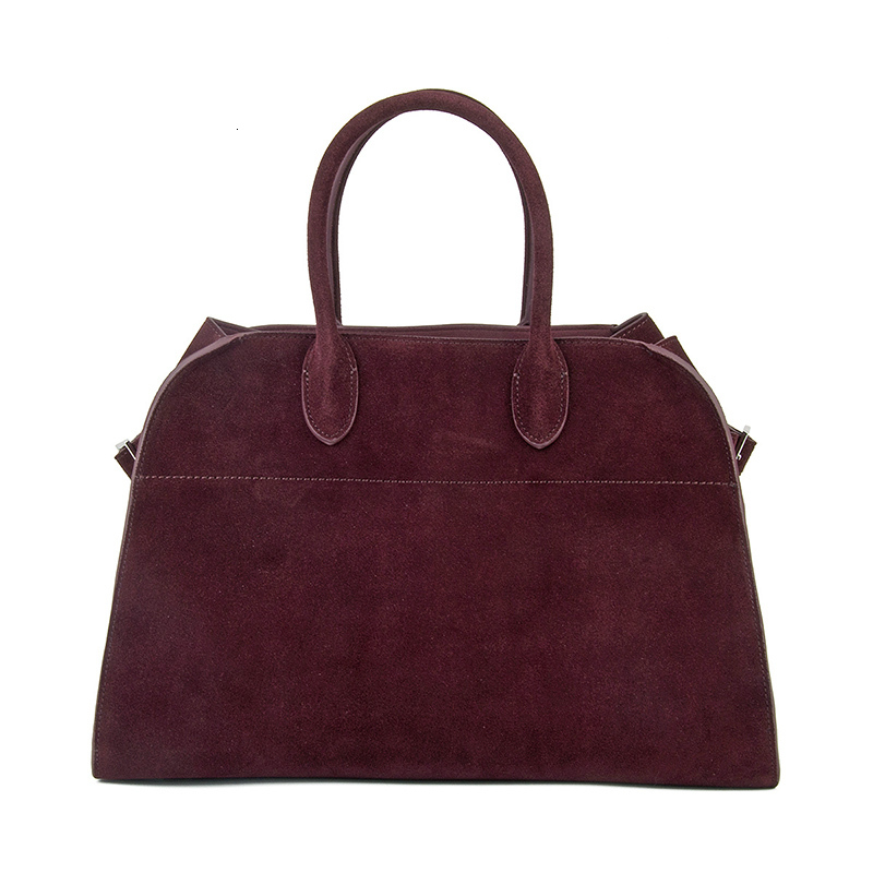 Natural Suede Handbag For Women Nubuck Cow Leather Large Capacity Casual Tote Bag Solid Commute Genuine Leather