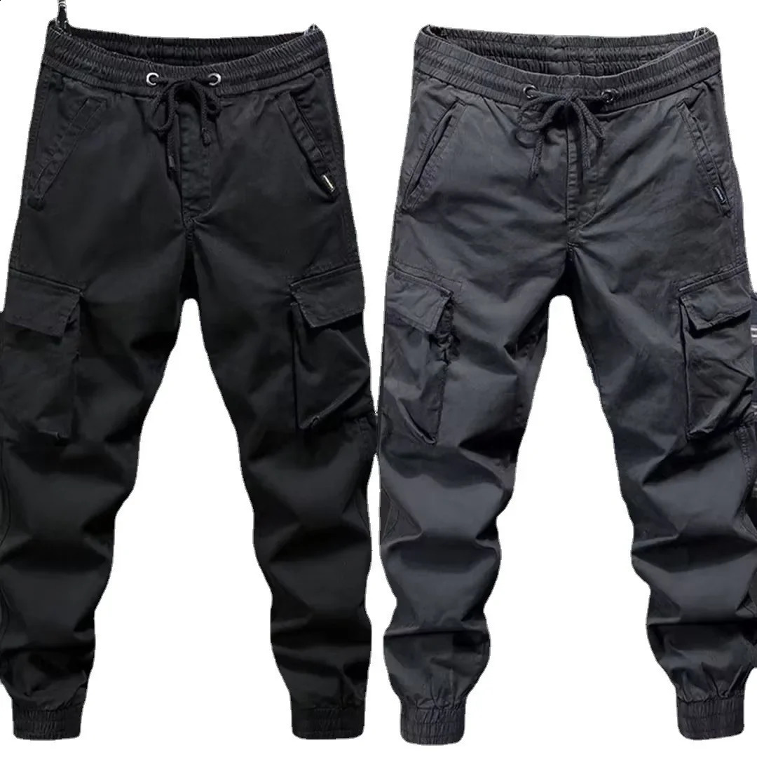 Trendy Casual Cargo Pants Mens Loose Fit Solid Color American Style For Spring Autumn 241119