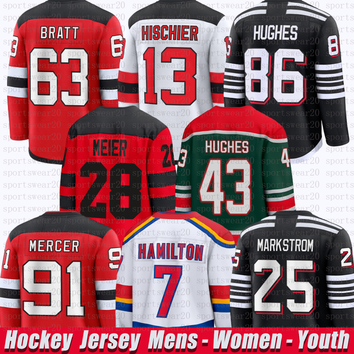 86 Jack Hughes new jersey hockey jersey devilss jersey Jesper Bratt Nico Hischier Timo Meier Dougie HamiltonS Luke Hughes Dawson Mercers Martin Brodeur jerseys