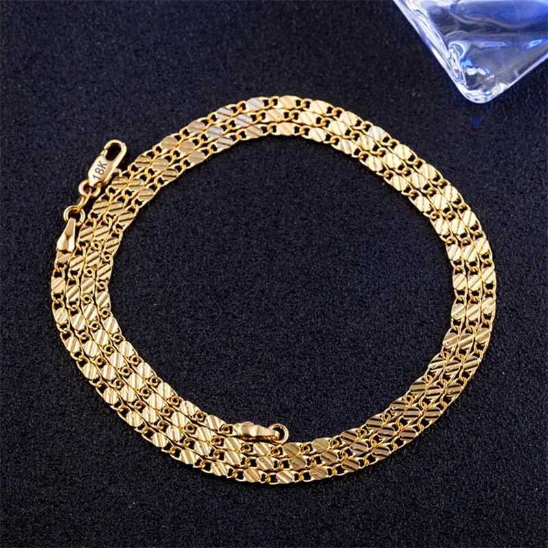 Fashion 18k gold necklace 2MM 16/18/20/22/24/26/28/30 inch womens side chain necklace mens jewelry silver necklace W241120