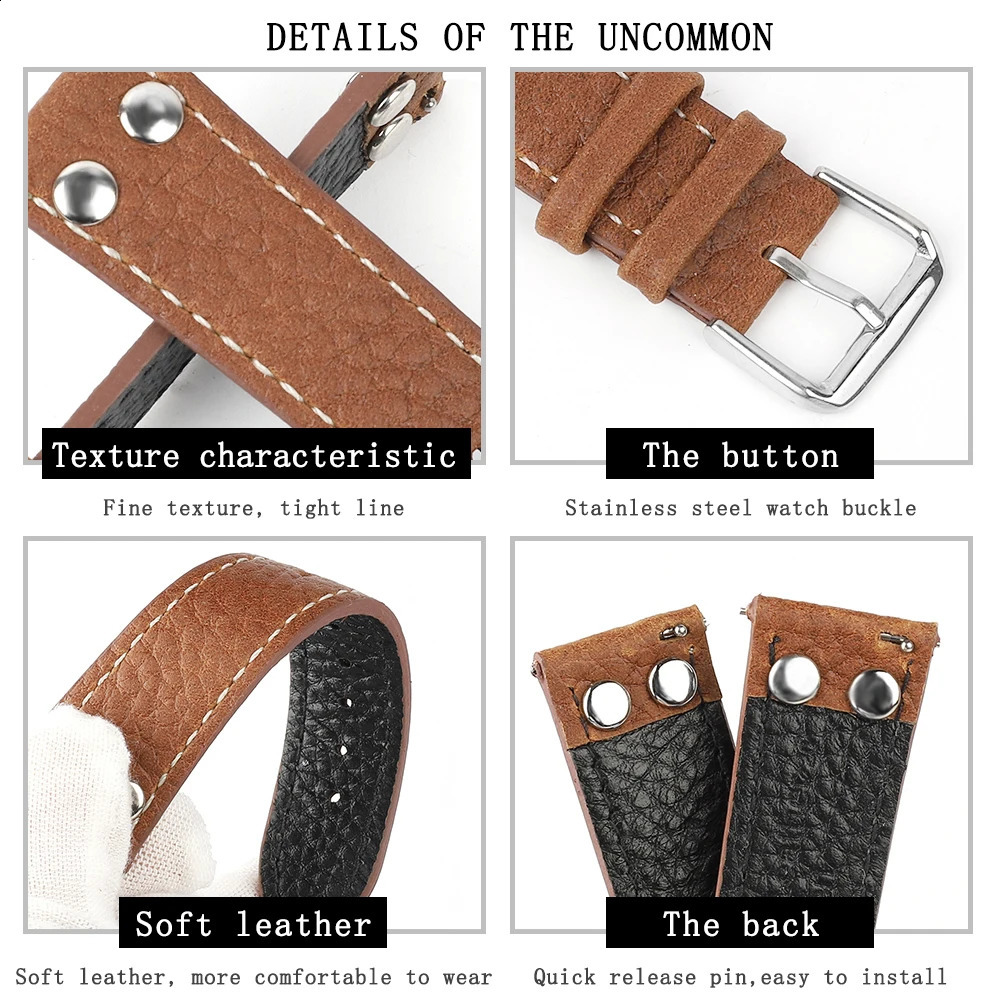 watchband Leather watchband 18 19 20 21 22 24mm high-quality mens/womens replacement watchband 241120
