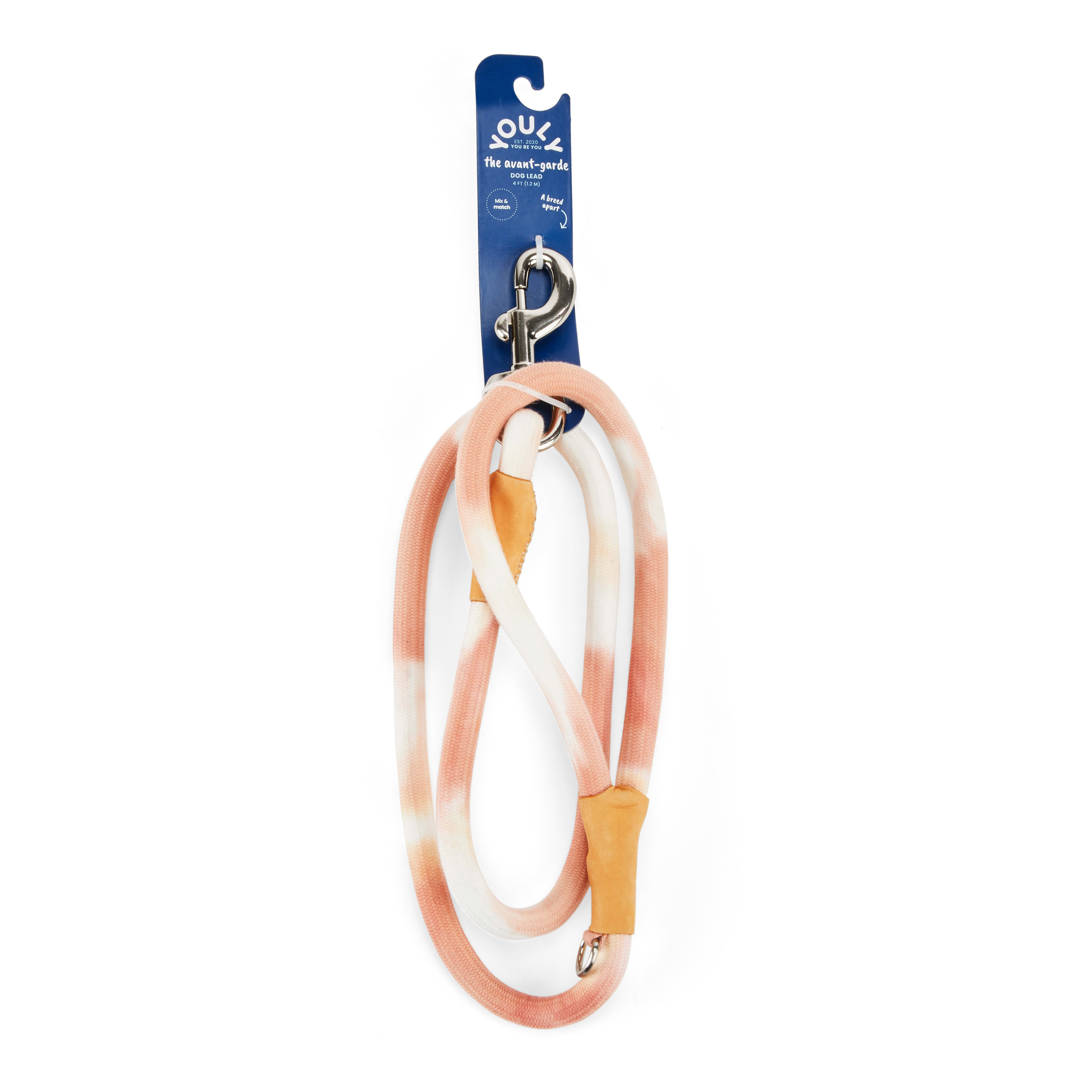 YOULY The Avant Garde Pink Tie-Dye Dog Leash, 4 ft.