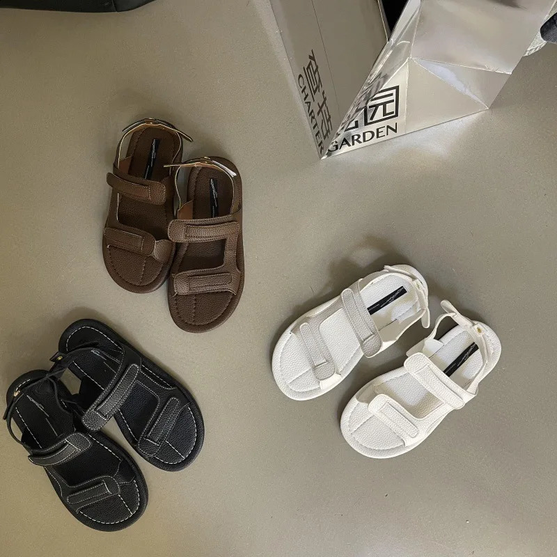 Beige Heeled Sandals Beach Shoes 2024 Summer Open Toe Black Outside Peep Gladiator Fashion Low Girls Comfort Flat Solid Rom 241119