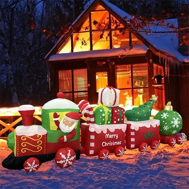 3.6M/11.81FT Inflatable Toy Train Christmas Decoration Year Santa Claus Decoration Inflatable Party Outdoor Decoration 241120