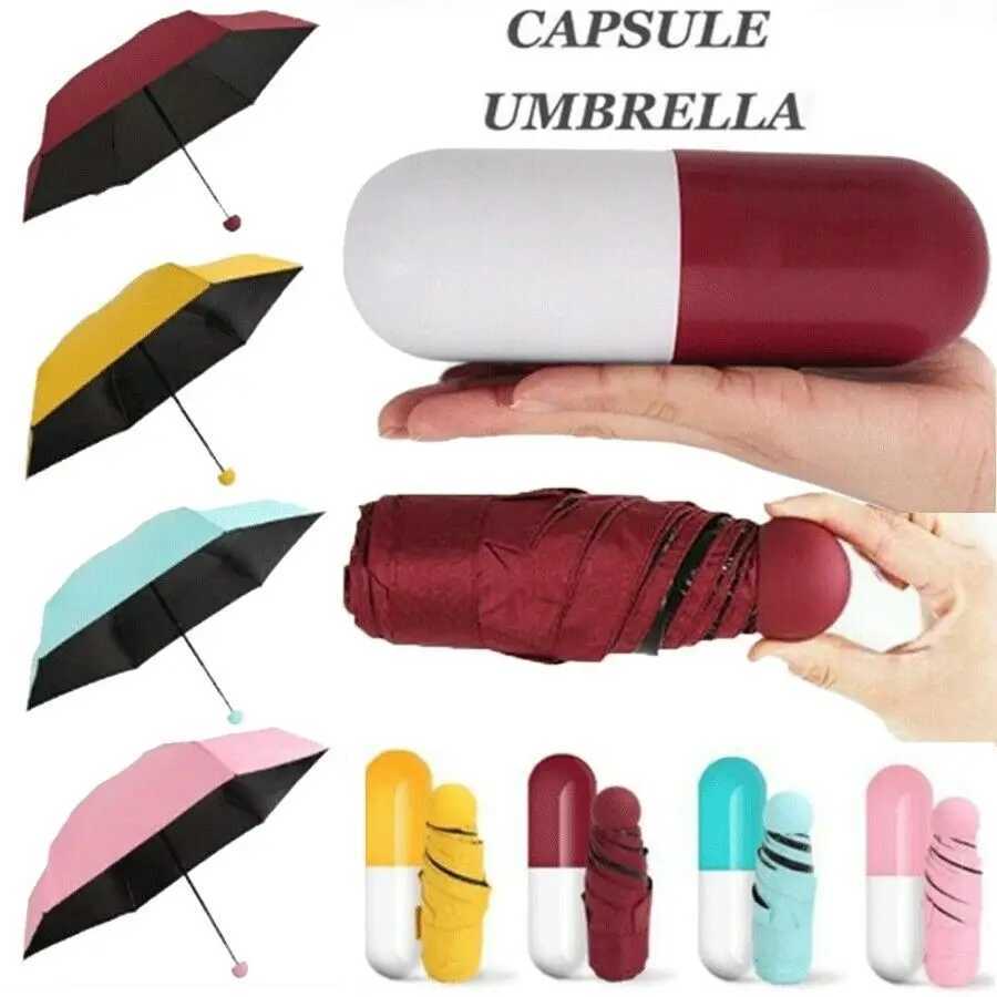 Mini Folding Capsule Umbrella with Pill Package Box Pocket Parasol Anti-UV Portable Travel Umbrella Sunny and Rainy DayXJ241120