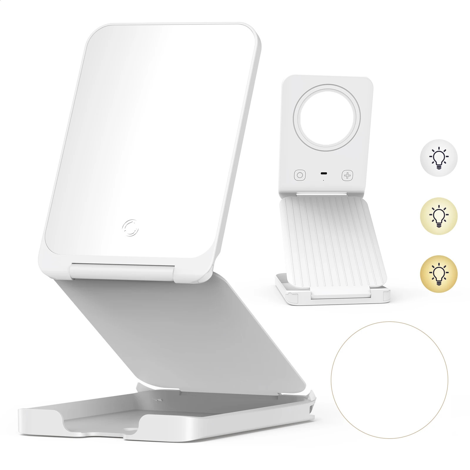 Travel Makeup Mirror with Lights Portable Vanity Mirror with 5X Lighted Magnification Freely Adjust Height and Angle 241119