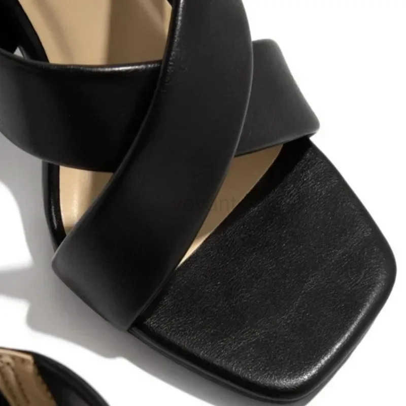 2024 summer new style square cross strap stiletto h wens solid color sandals and slippers 43 Z250304