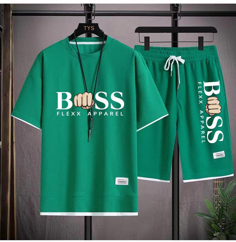 Summer Black White Tracksuits For Men's Set Sleeves T-Shirt + Shorts Sportswear Brand Sporting Suit