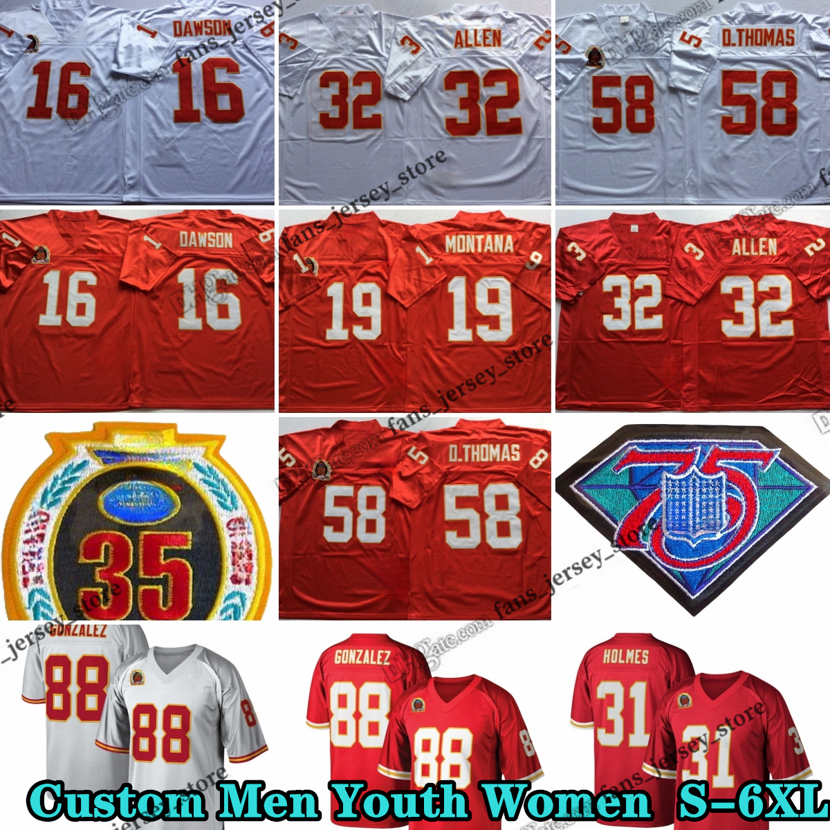 Custom 75th Vintage 15 Patrick Mahomes 1968 Football Jerseys 58 Derrick Thomas 31 Priest Holmes 78 Bobby Bell 68 Will Shields 63 Willie Lanier 1 Andy Reid 16 Len Dawson