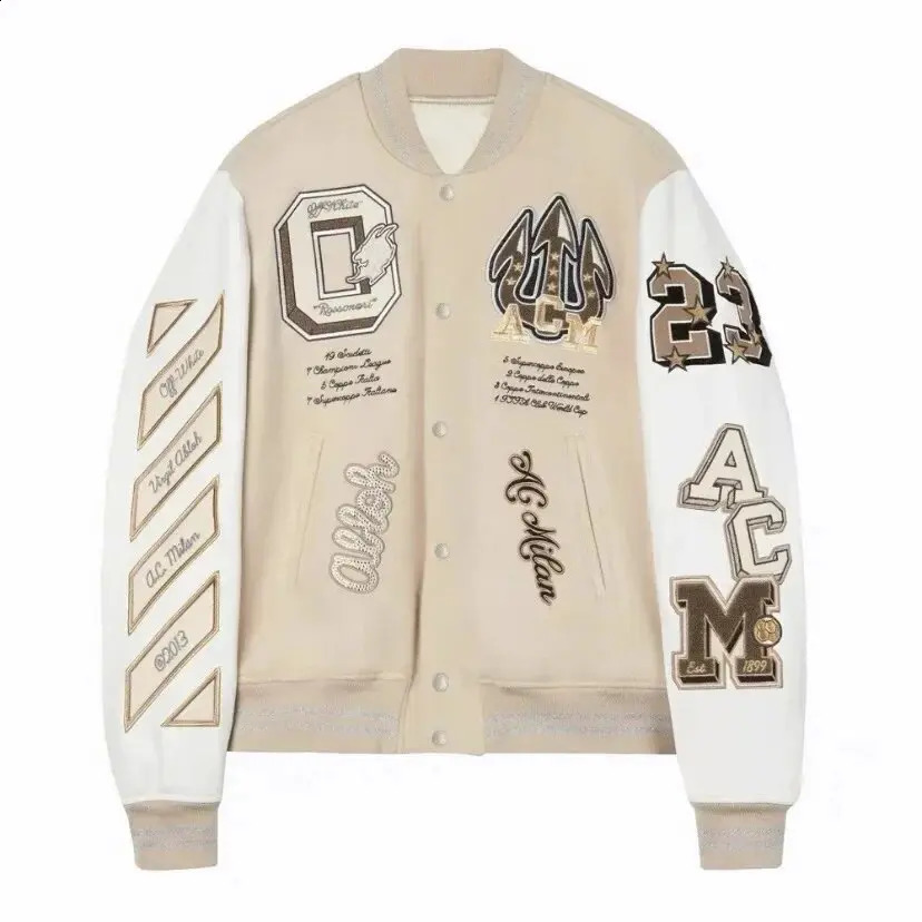 Trend Football Fashion Mens Embroidered Bomber Jacket Hip Hop Letter Splicing Leather Baseball Clothing Y2K Jacket 241119