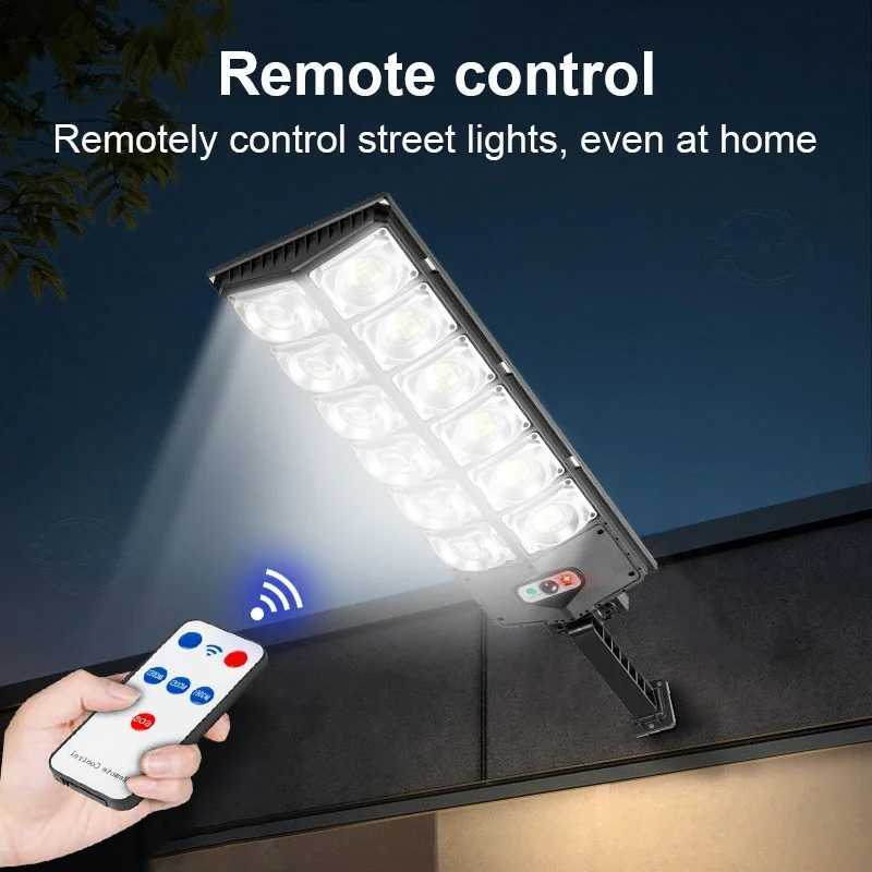 20000LM Solar Lights Outdoor External Solar Lamp with Motion Sensor Remote Control Solar Powered Spotlight Lamp Wall Street Lamp zyc241120
