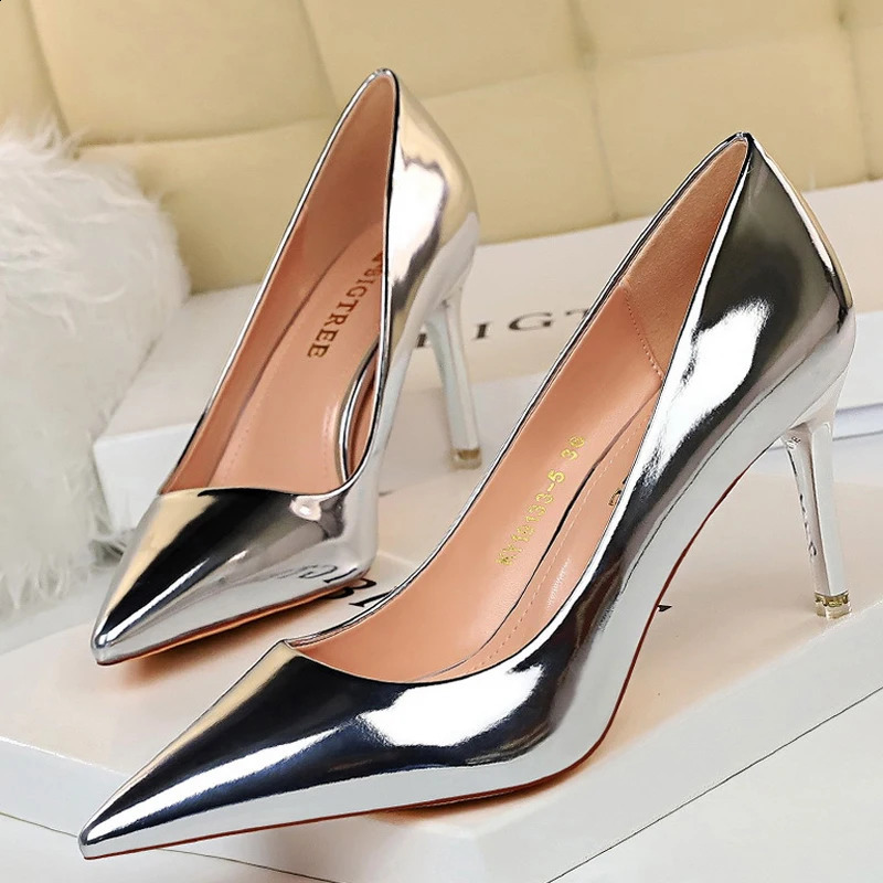 BIGTREE Shoes Woman Pumps Patent Leather High Heels Shoes Women Basic Pump Wedding Shoes Female Stiletto Women Heel Plus Size 43 241120