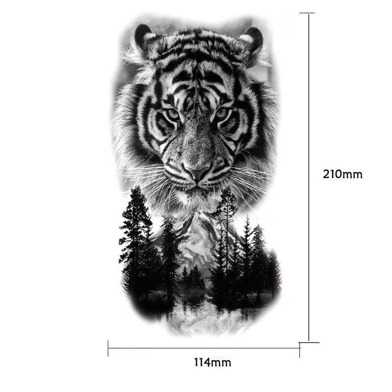 4 Upper Arm Sleeves Crown Tattoo Lion Tiger Wolf Head Waterproof Temporary Tattoo Stickers Body Art Female Fake TattooXJ25414