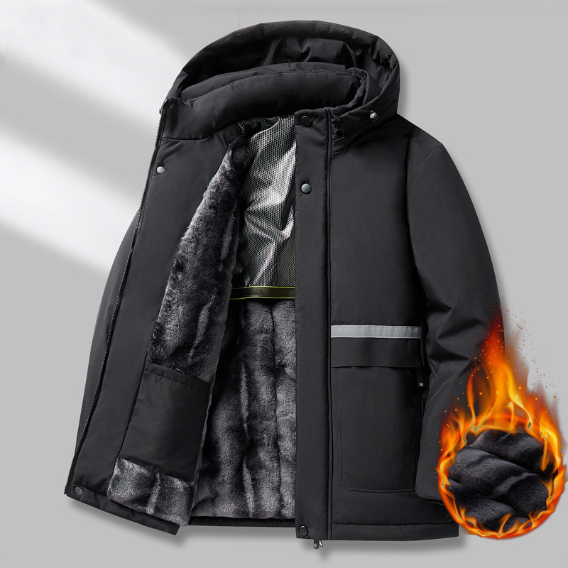 Winter new men's graphene in the long leisure cotton jacket men's simple reflective strip men's cotton jacket leisure m011