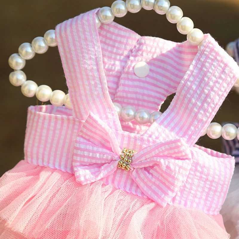 Dog Summer Dress Cat Lace Leather Coat Pet Clothing Chihuahua Striped Leather Coat Cat Princess Clothing Cute Dog Clothing X241119