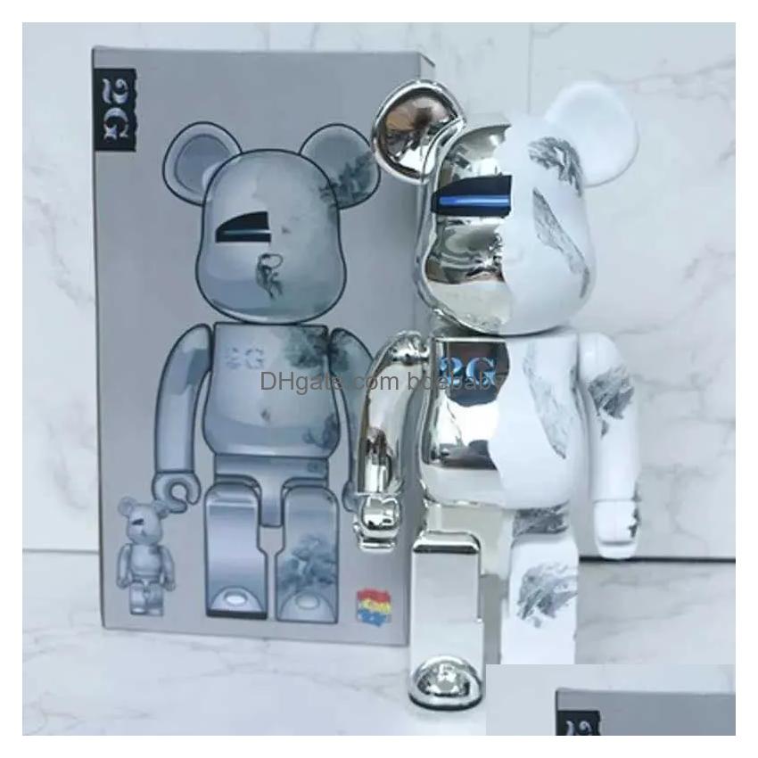 Novelty Items Bearbricks 400 1000 Cyberpunk Daft Punk Joint Bright Face Violation Bear Collection Decorated Grizzly Statue Model3 Dh5S8 X250109