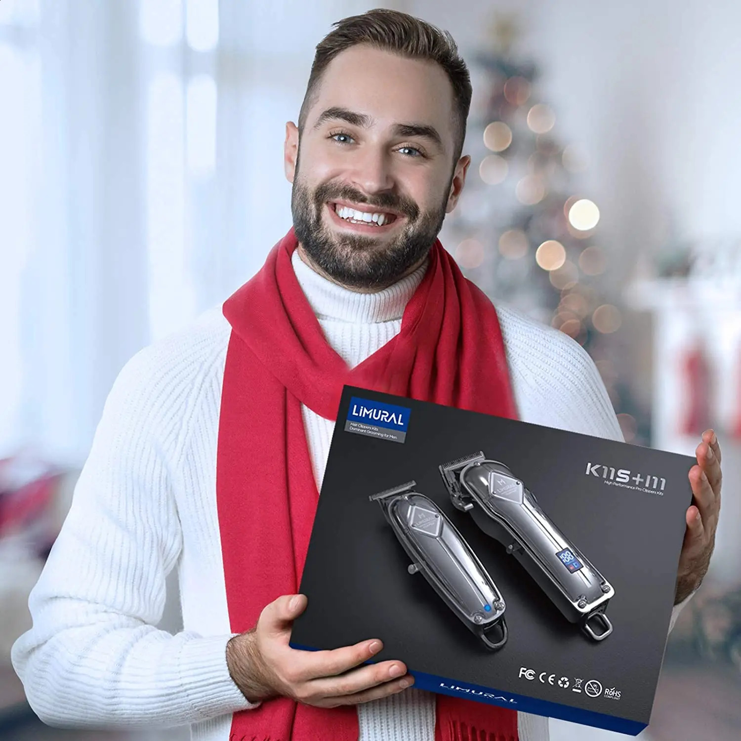 Limural Electric Hair Clippers for Men Professional Cordless Barber Clippers Rechargeable Beard Trimmer LED Display Trimmer Kit 241119