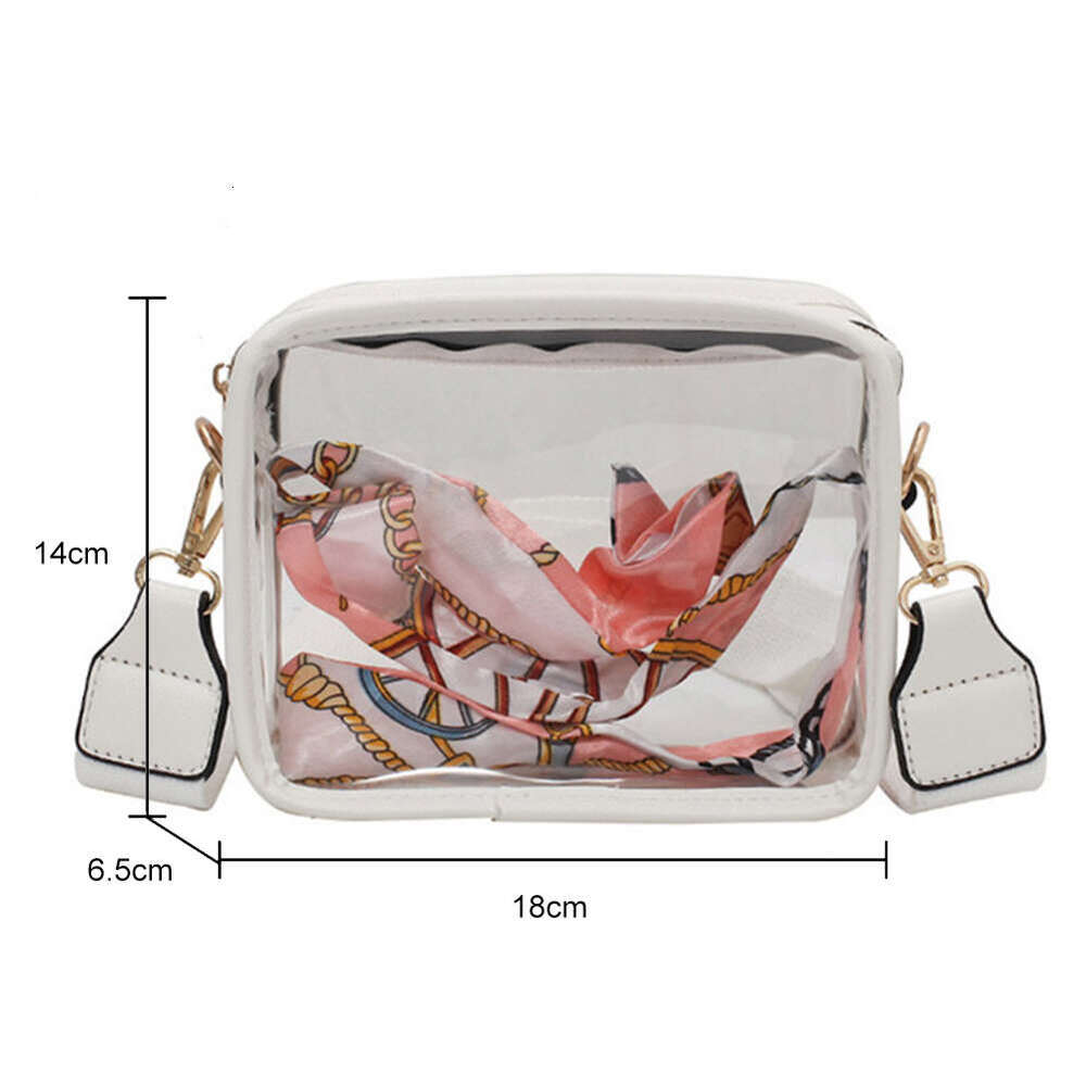 Transparent Satchels Clear PVC Envelope Messenger Bag Stadium Approved Zipper with Silk Scarf Square Purse for Outdoor Travel