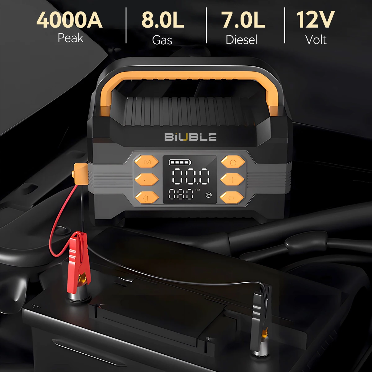 Car Jump Starter Power Bank Air Compressor Inflator Pump Portable Power Station 10000mAh Car Battery Charger Booster