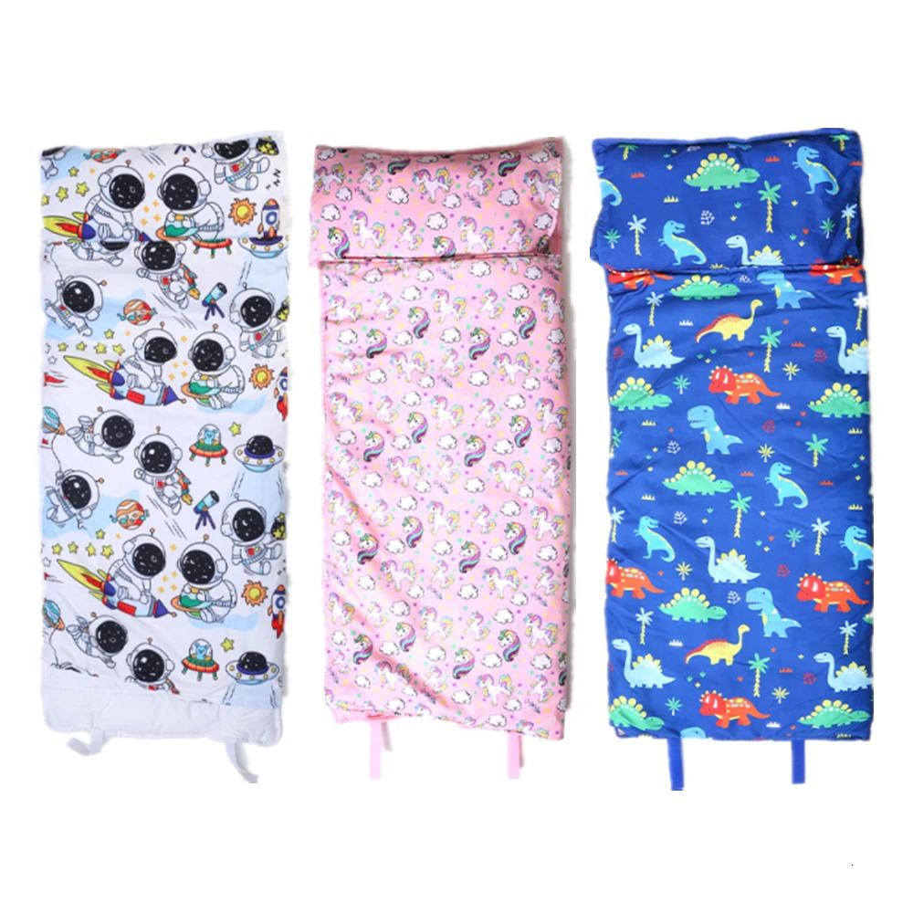 Toddler Baby Sleeping Bag with Pillow and Cotton Qulit Soft for Kids Preschool Travel Nap Mat Boys Girls Bedding Sleep Sack 240415