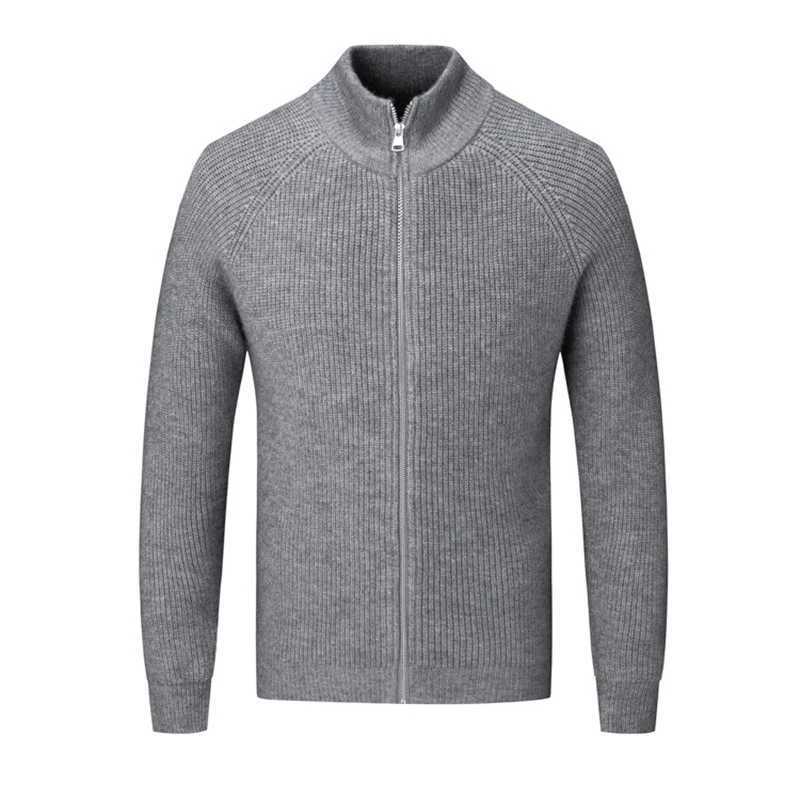 Mens cashmere knitted cardigan half neck zipper jacket wool autumn slim fit thick sweater mens jacket X241119