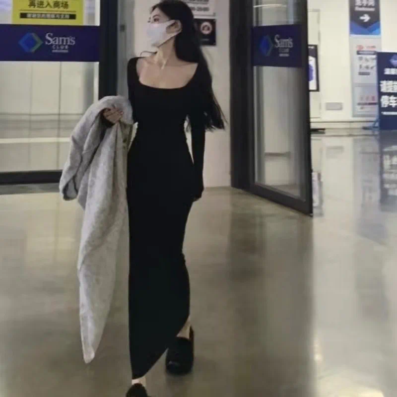 Casual Dresses GkyocQ Irregular Dress O-neck Off Shoulder Long Sleeve Korean Style Simple Mini Skirts Female Trendy Clothing