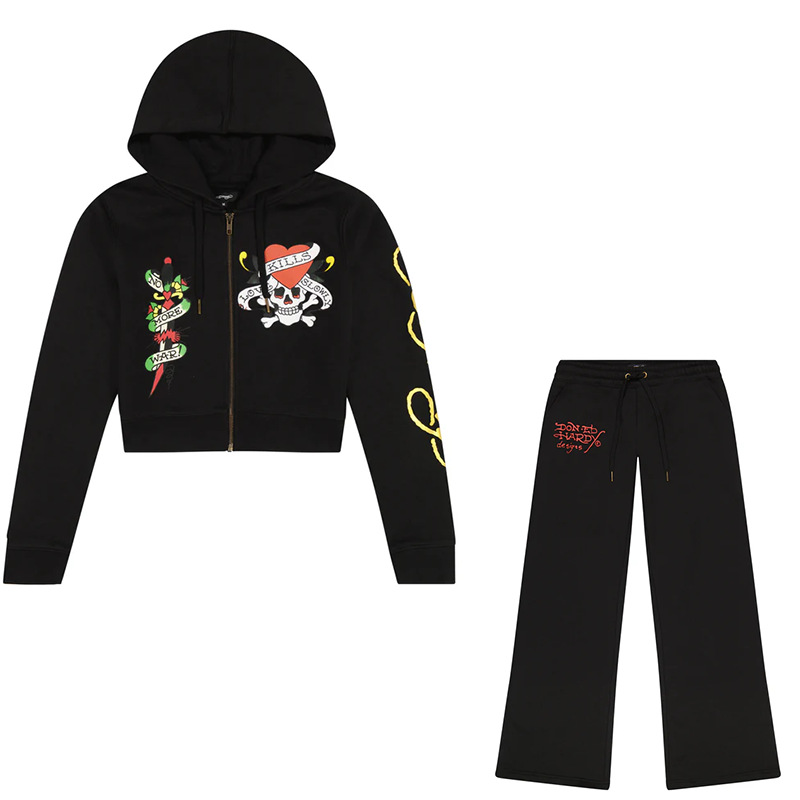 ed hardey tracksuit Mens Tracksuits Womens Two 2 Piece Set Outfits Strapless Casual printed Pants cardigan Y2K straigt trousers Street zipper ooded womens be3