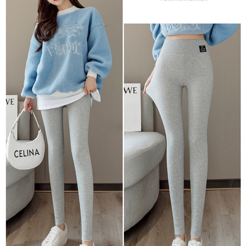 2024 Winter Women Pants Thermal Fleece Thicken Leggings High Waist Ribbed Leggings Women Solid Comfortable Warm Stretchy Leggins 241119