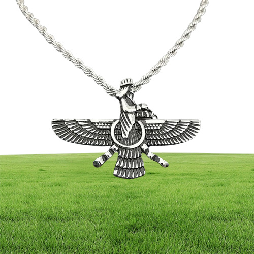 Pendant Necklaces Hip Hop Rock Stainless Steel Faravahar Ahura Mazda Necklace For Men Zoroastrian Jewelry Gold Silver Color