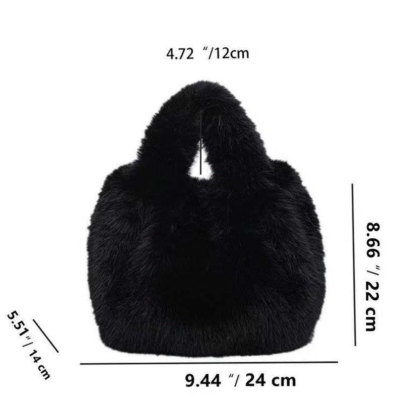 Cute autumn and winter furry fur bag for women 2024 new stylish handheld large capacity plush bucket bag trendy 241120