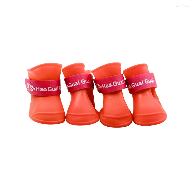 Dog Apparel 4Pcs Pet WaterProof Rainshoe Anti-slip Rubber Boot For Small Medium Large Dogs Cats Outdoor Shoe Ankle Boots Accessories