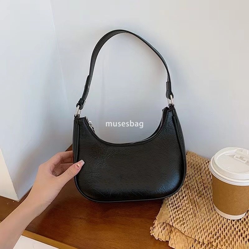 Women's French Style Diagonal Crossbody Crescent Bag - Solid Color, Stylish & Functional