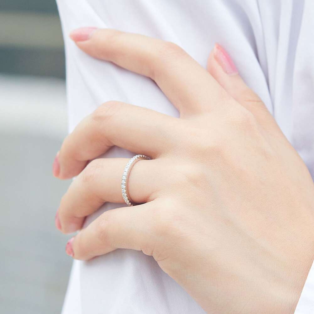 Style S New Sier Mosang Stone Women's Group Set Finger Ring Noble and Elegant Handicraft halo With diamond Size 5-10 box Gift ier tone et Hicraft