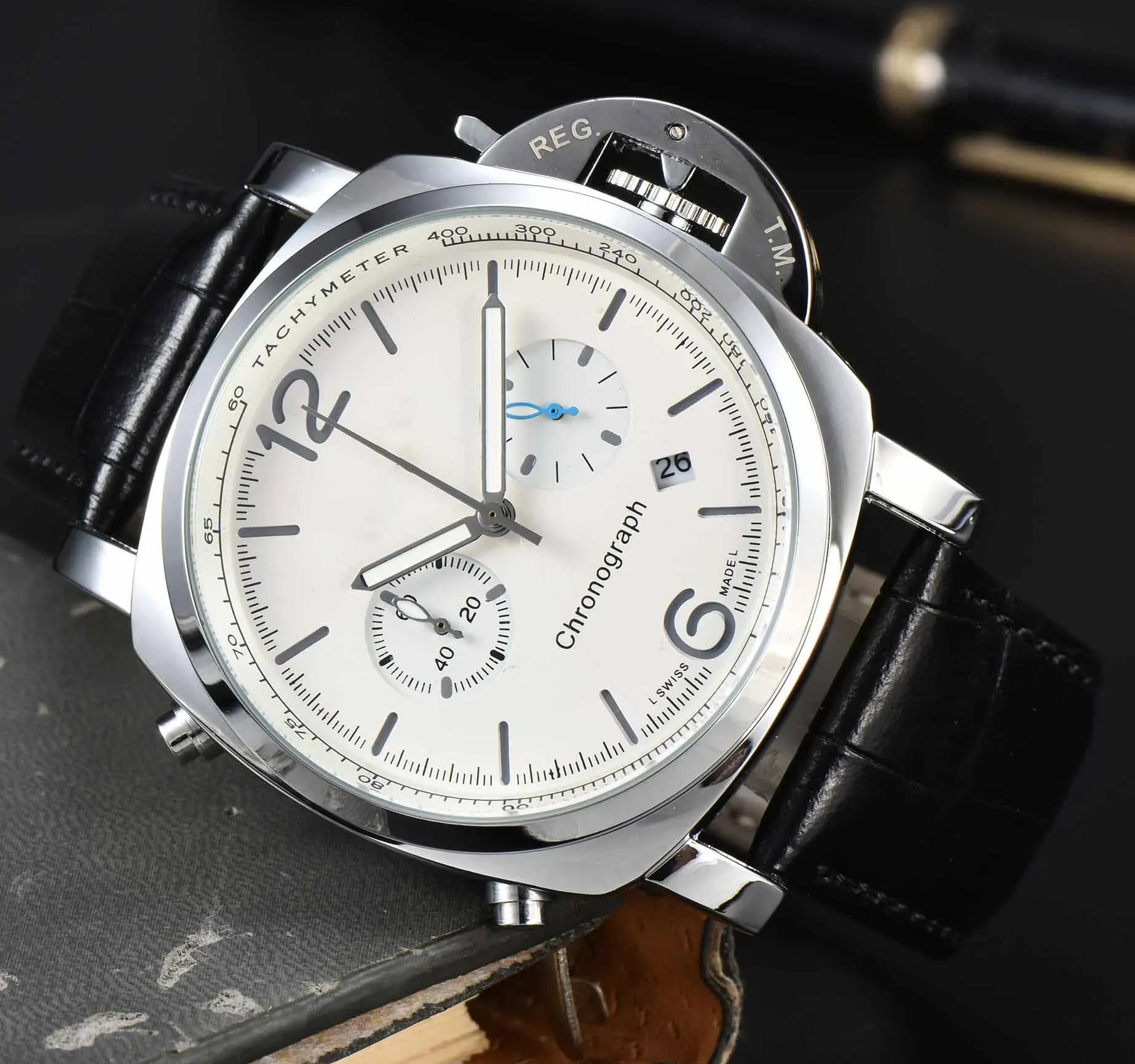 luxury mens watches designers high quality date 43mm five hands quartz watch waterproof sports montre luxe men watches