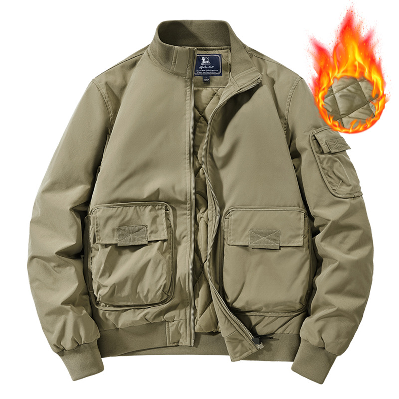 New spring and fall men's casual coat cargo multi-pocket flight suit jacket with retro American baseball uniform m019
