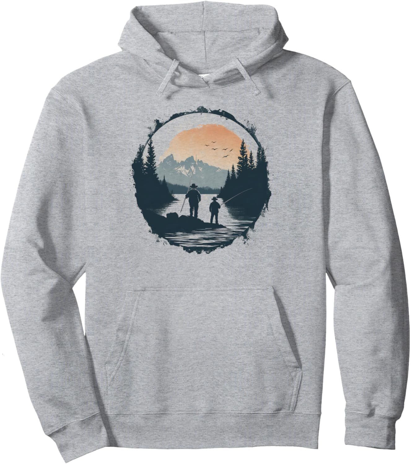 Hoodie for Mens Womens Fishing Buddies River Sunset Mountain Graphic Design Pullover Hoodie Graphic Hoodies sweatshirt cool nice