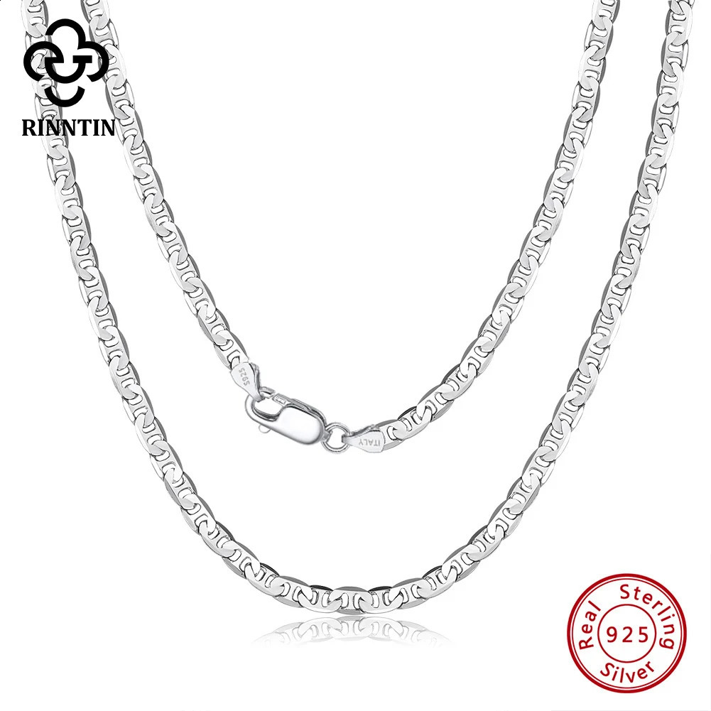 Rinntin 925 Sterling Silver Italian 2.6/3.7/5.0mm Flat Mariner Chain Necklace for Women Men Fashion Neck Chain Jewelry SC78 241120